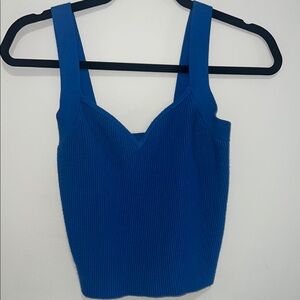 Blue Ribbed Knit Women's Top